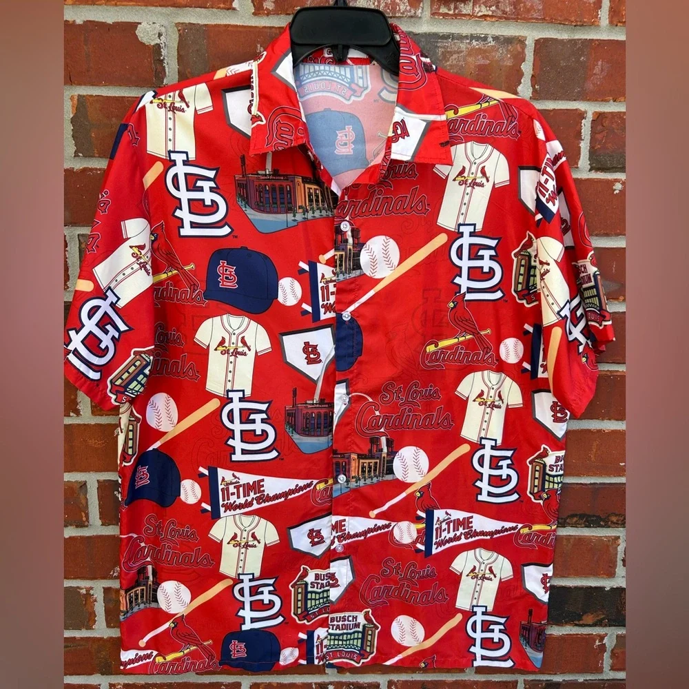 St. Louis Cardinals MLB Major League Baseball Short Sleeve Button Down Shirt - Picture 8 of 11